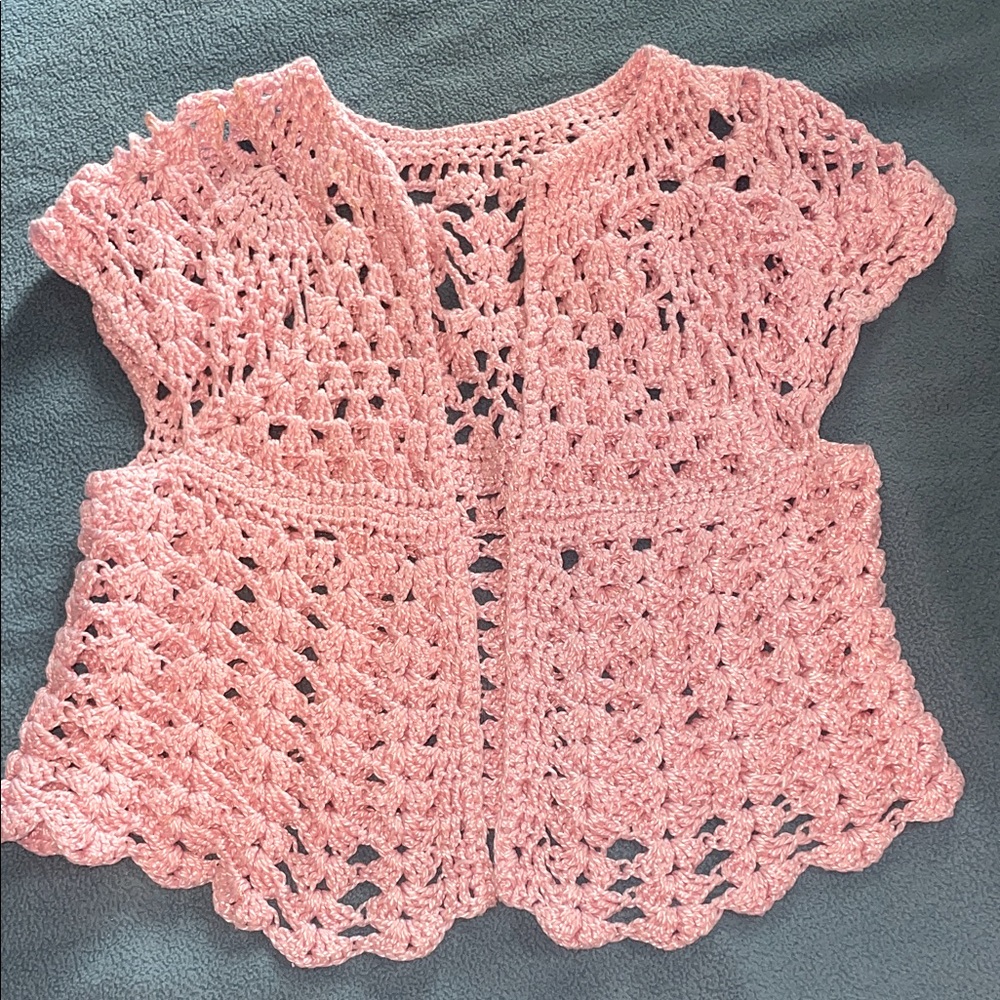 Girls’ size 5 hand-crocheted pink vest